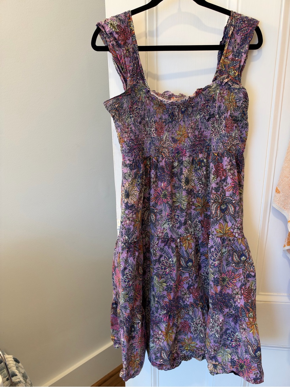 Jude Connally Lavender Floral Smocked Midi Sundress